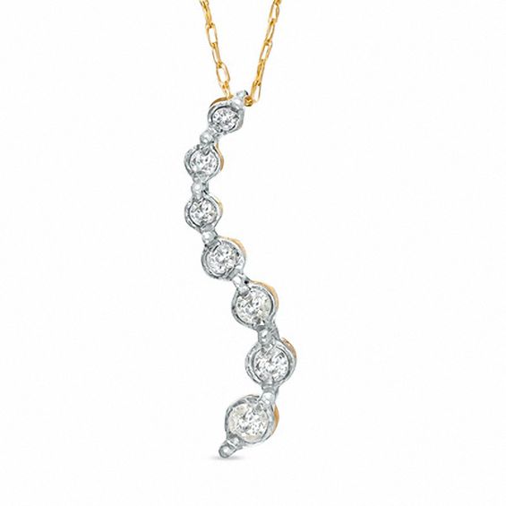 1/4 CT. T.W. Journey Diamond Seven Stone Pendant in 10K Gold - 16"