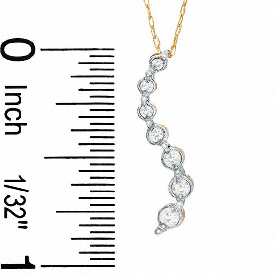 1/4 CT. T.W. Journey Diamond Seven Stone Pendant in 10K Gold - 16"