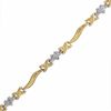 Thumbnail Image 0 of Heart and Bar Bracelet in 10K Two-Tone Gold Bonded Sterling Silver - 7.25"
