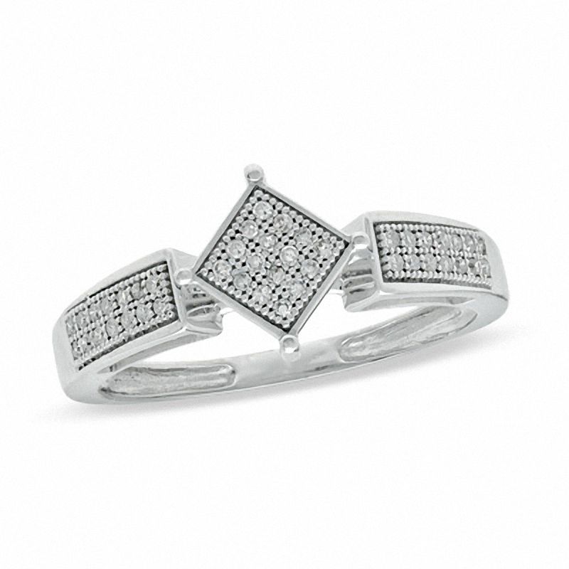 1/7 CT. T.W. Diamond Fashion Ring in 10K White Gold - Size 7