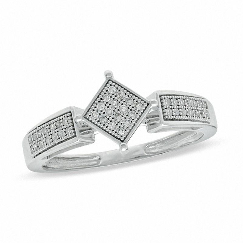 Main Image 1 of 1/7 CT. T.W. Diamond Fashion Ring in 10K White Gold - Size 7