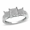 Thumbnail Image 1 of 1/10 CT. T.W. Diamond Micro Three Square Ring in 10K White Gold