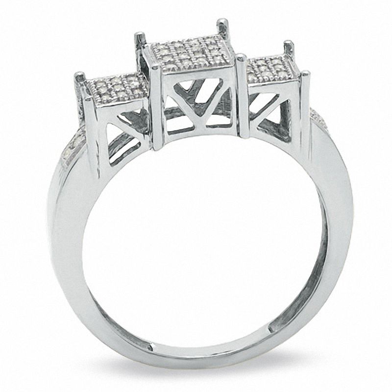 Main Image 2 of 1/10 CT. T.W. Diamond Micro Three Square Ring in 10K White Gold