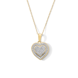 10K Gold 1/5 CT. T.W. Diamond Heart-Shaped Frame Pendant - 18"