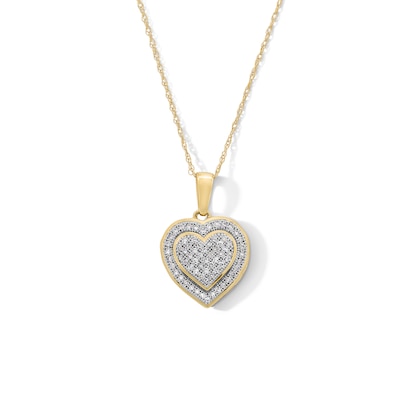 10K Gold 1/5 CT. T.W. Diamond Heart-Shaped Frame Pendant - 18"