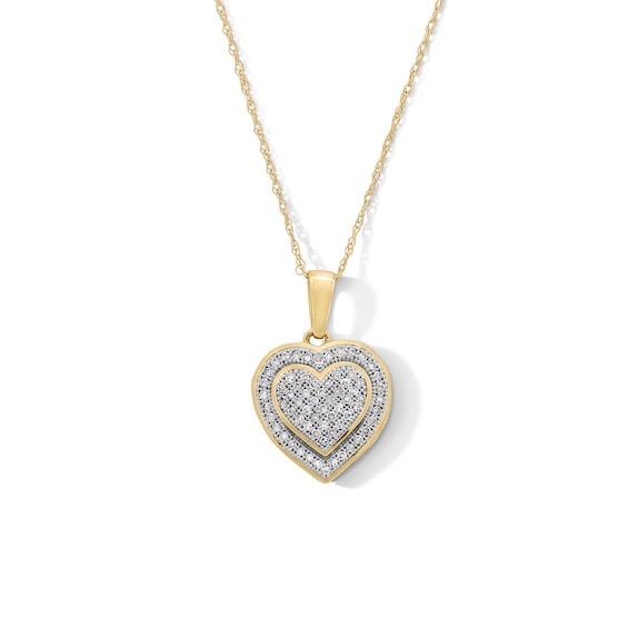 10K Gold 1/5 CT. T.W. Diamond Heart-Shaped Frame Pendant - 18"