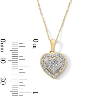 10K Gold 1/5 CT. T.W. Diamond Heart-Shaped Frame Pendant - 18"