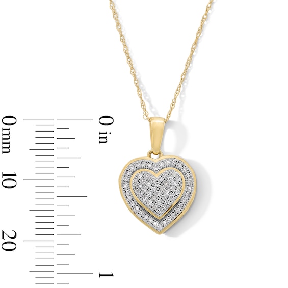 10K Gold 1/5 CT. T.W. Diamond Heart-Shaped Frame Pendant - 18"