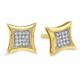 1/10 CT. T.W. Diamond Micro Curve Frame Square Earrings in 10K Gold