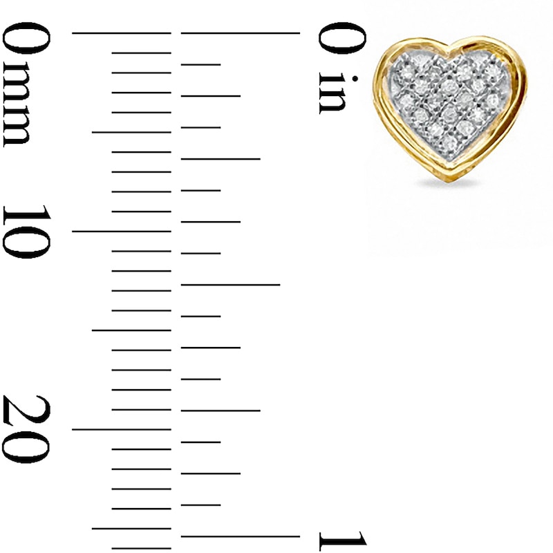 Main Image 4 of 1/10 CT. T.W. Diamond Micro Heart Stud Earrings in 10K Gold
