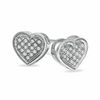 Thumbnail Image 0 of 1/10 CT. T.W. Diamond Micro Heart Stud Earrings in 10K White Gold