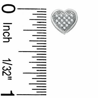 1/10 CT. T.W. Diamond Micro Heart Stud Earrings in 10K White Gold