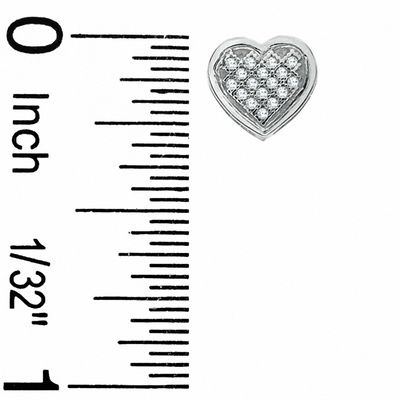 1/10 CT. T.W. Diamond Micro Heart Stud Earrings in 10K White Gold