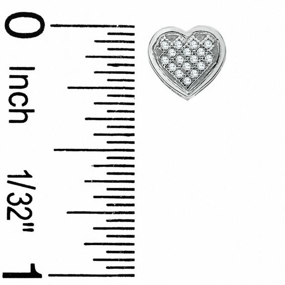 1/10 CT. T.W. Diamond Micro Heart Stud Earrings in 10K White Gold
