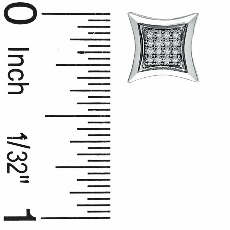 1/10 CT. T.W. Diamond Curved Frame Square Earrings in 10K White Gold
