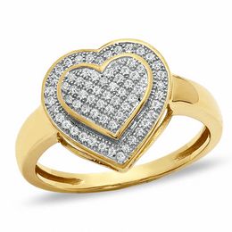1/5 CT. T.W. Composite Diamond Double Heart Ring in 10K Gold