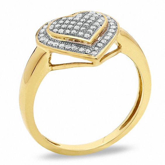 1/5 CT. T.W. Composite Diamond Double Heart Ring in 10K Gold