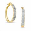 Thumbnail Image 1 of 1/5 CT. T.W. Diamond Micro Two Row Hoop Earrings in 10K Gold
