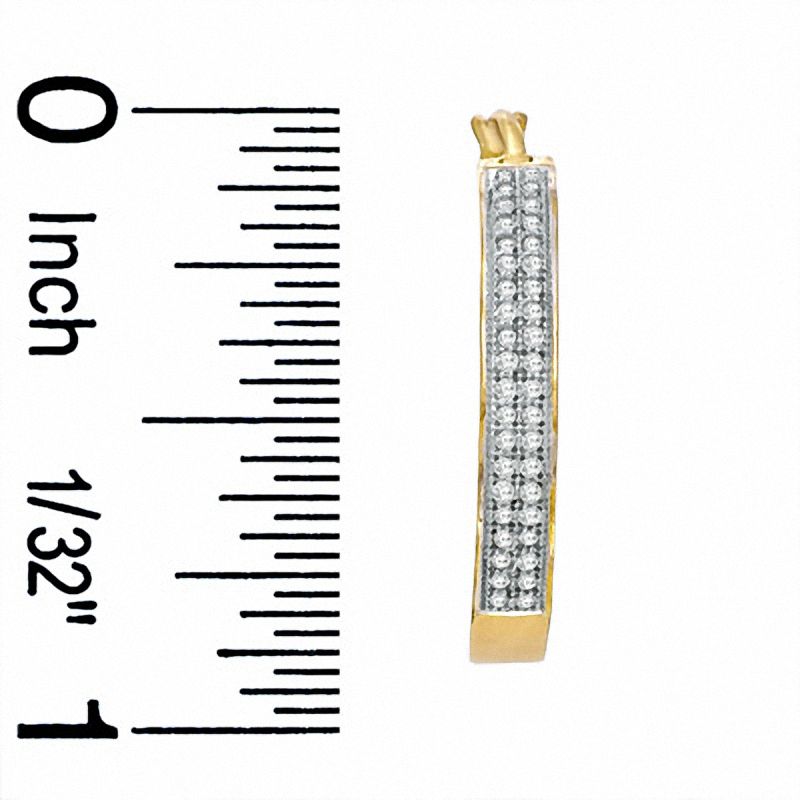1/5 CT. T.W. Diamond Micro Two Row Hoop Earrings in 10K Gold