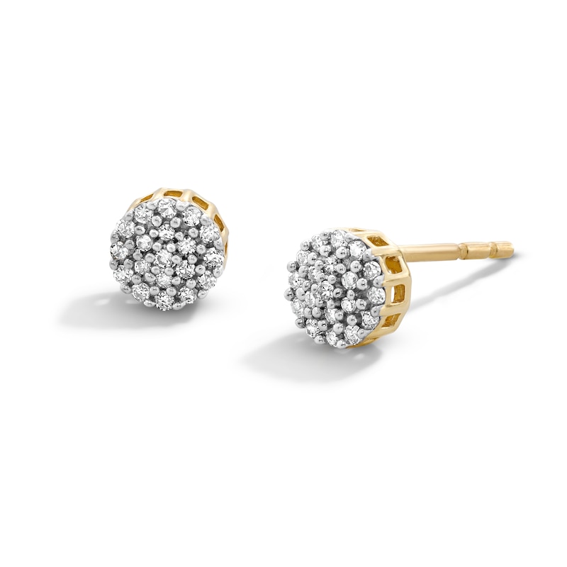 Main Image 1 of 1/10 CT. T.W. Diamond Composite Round Earrings in 10K Gold