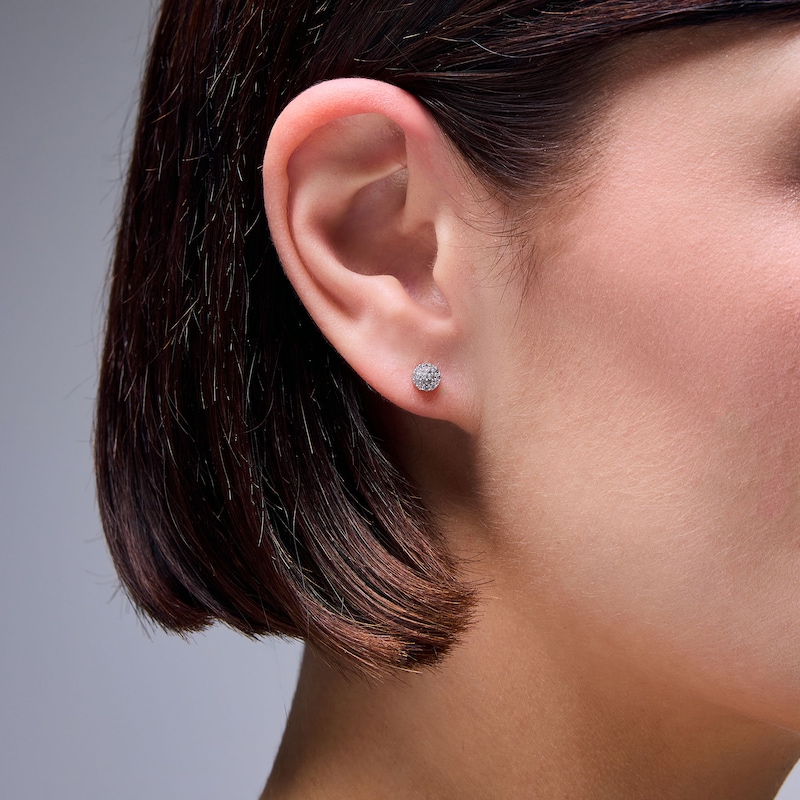 Main Image 2 of 1/10 CT. T.W. Diamond Composite Round Earrings in 10K Gold