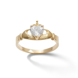 10k Gold CZ Heart Beaded Ring 10k Gold CZ Heart Beaded Ring
