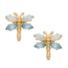 Thumbnail Image 1 of Simulated Opal and Blue Topaz Dragonfly Stud Earrings in 10K Gold