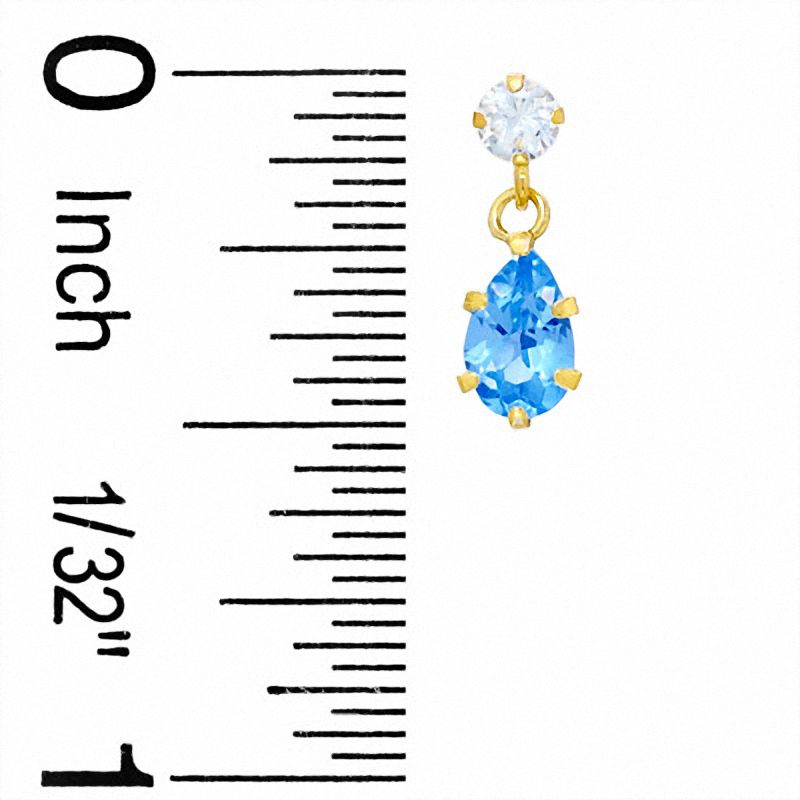 Pear-Shaped Blue Topaz Drop Earrings in 10K Gold with CZ