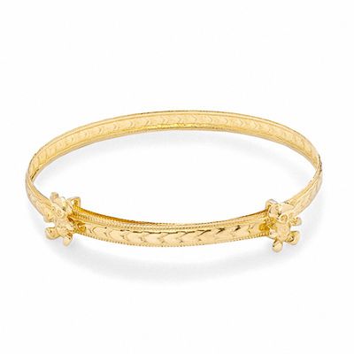 Child's 10K Gold Adjustable Teddy Bear Baby Bangle