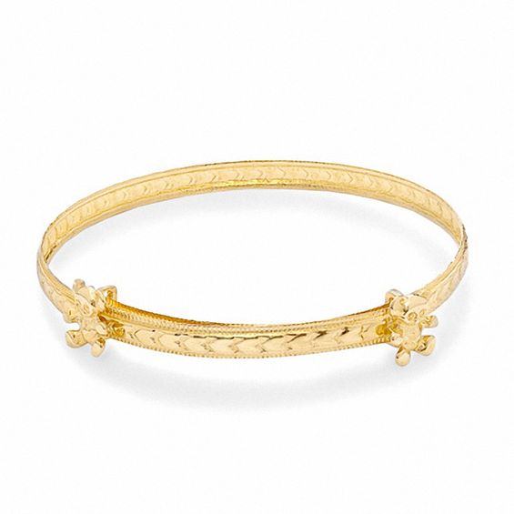 Child's 10K Gold Adjustable Teddy Bear Baby Bangle