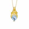Thumbnail Image 1 of 6mm Heart-Shaped Blue Topaz Drop Pendant in 10K Gold with CZ