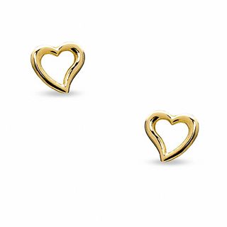 10K Gold Open Heart Stud Earrings