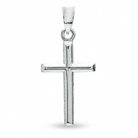 Plain Cross Charm in 10K White Gold