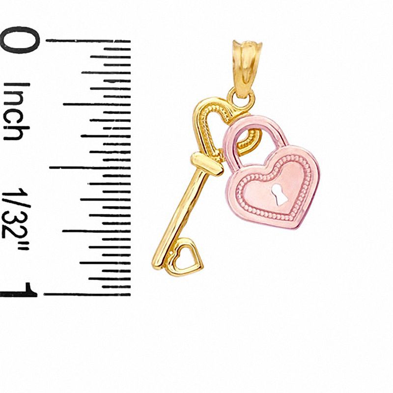 Diamond-Cut Heart Key Charm in 10K Two-Tone Gold