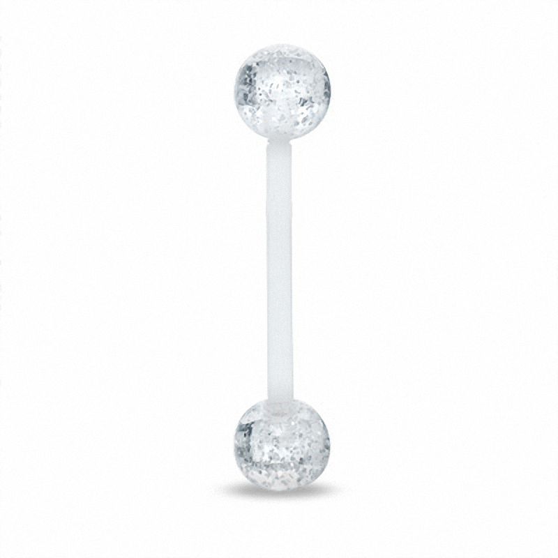 Solid Biopierce Clear Glitter Barbell - 14G 5/8"