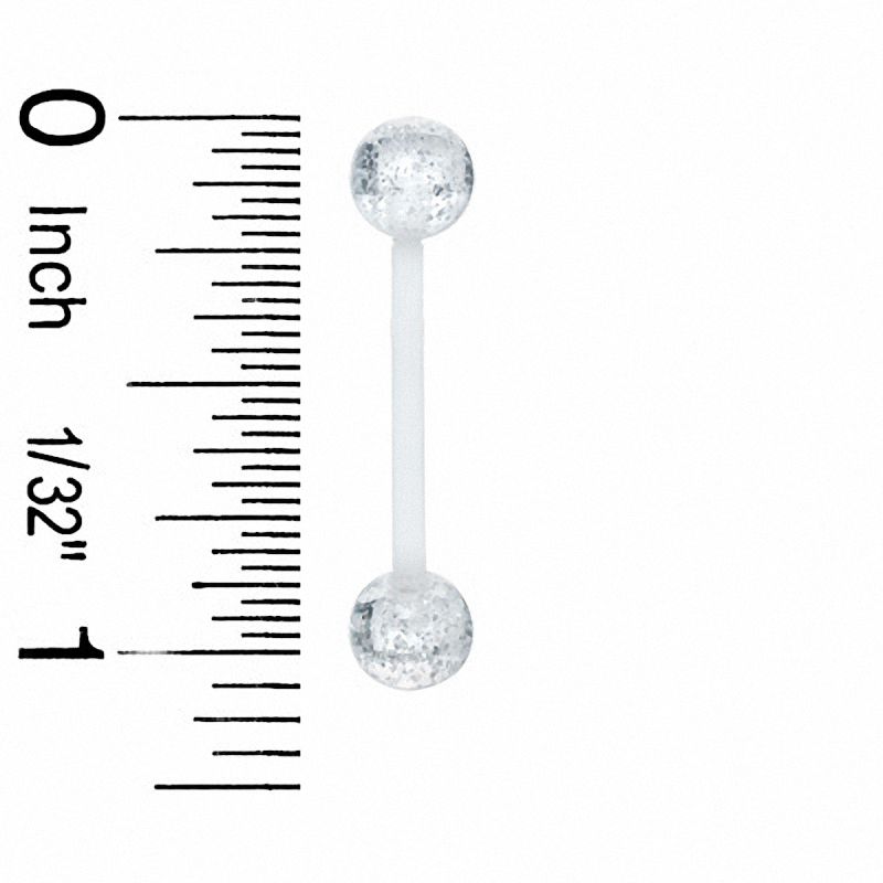 Solid Biopierce Clear Glitter Barbell - 14G 5/8"