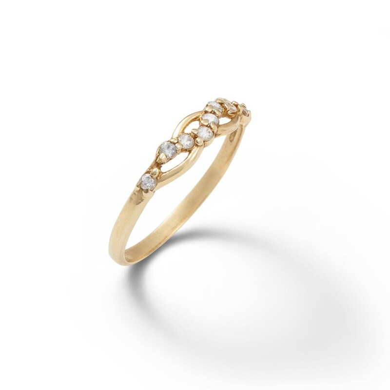 Cubic Zirconia Wave Ring in 10K Solid Gold - Size 8