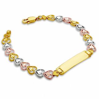 Child's 10K Tri-Tone Gold Heart ID Bracelet - 5.5"