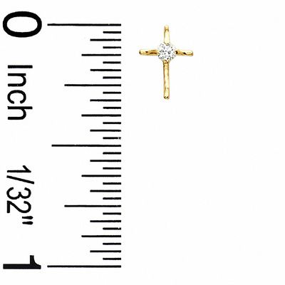 Child's Cubic Zirconia Cross Stud Earrings in 14K Gold