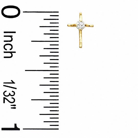Child's Cubic Zirconia Cross Stud Earrings in 14K Gold