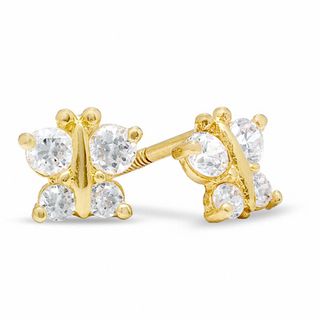 Child's Cubic Zirconia Butterfly Stud Earrings in 10K Gold