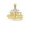 Thumbnail Image 1 of Textured "DADDY'S PRINCESS" with Crown Two-Tone Necklace Charm in 10K Gold