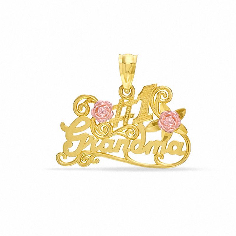 Main Image 1 of #1 Grandma with Roses Charm in 10K Two-Tone Gold