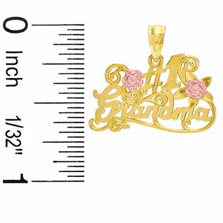 #1 Grandma with Roses Charm in 10K Two-Tone Gold