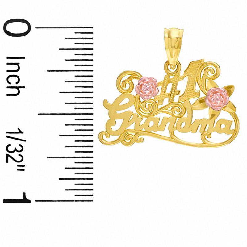 Main Image 2 of #1 Grandma with Roses Charm in 10K Two-Tone Gold