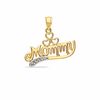 Thumbnail Image 1 of Cursive "Mommy" with Cut-Out Hearts Two-Tone Necklace Charm in 10K Gold