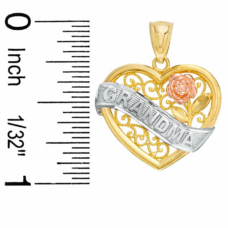 Main Image 2 of Grandma Banner in Heart Charm in 10K Tri-Tone Gold
