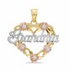 Thumbnail Image 1 of Cubic Zirconia Grandma Heart and Roses Charm in 10K Tri-Tone Gold
