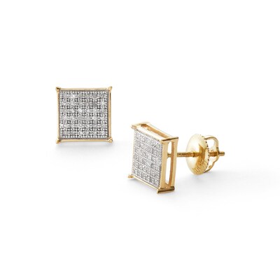 10K Solid Gold 1/5 CT. T.W. Multi-Diamond Square Studs