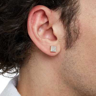 10K Solid Gold 1/5 CT. T.W. Multi-Diamond Square Studs